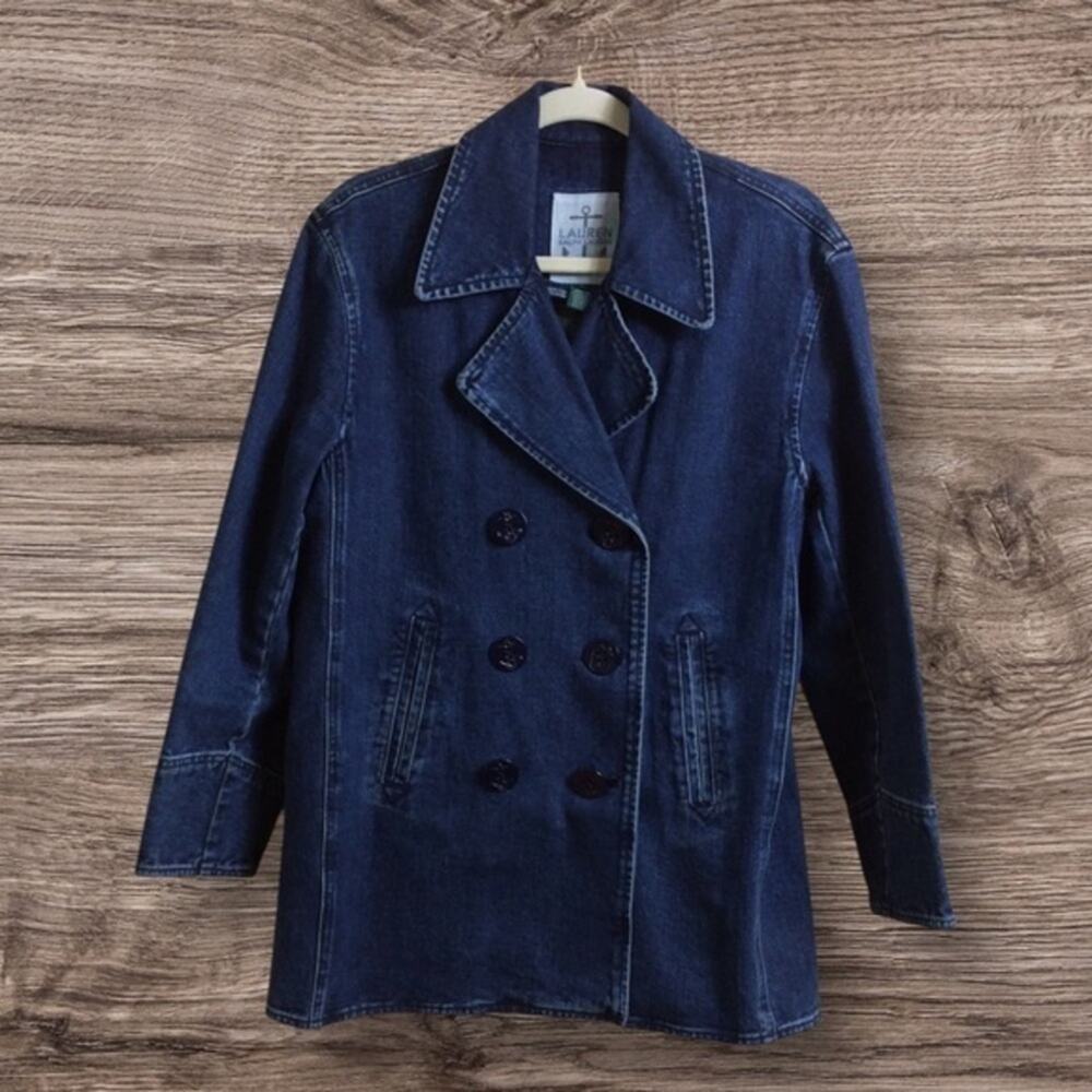 Lauren Ralph Lauren denim pea coat. Nautical small